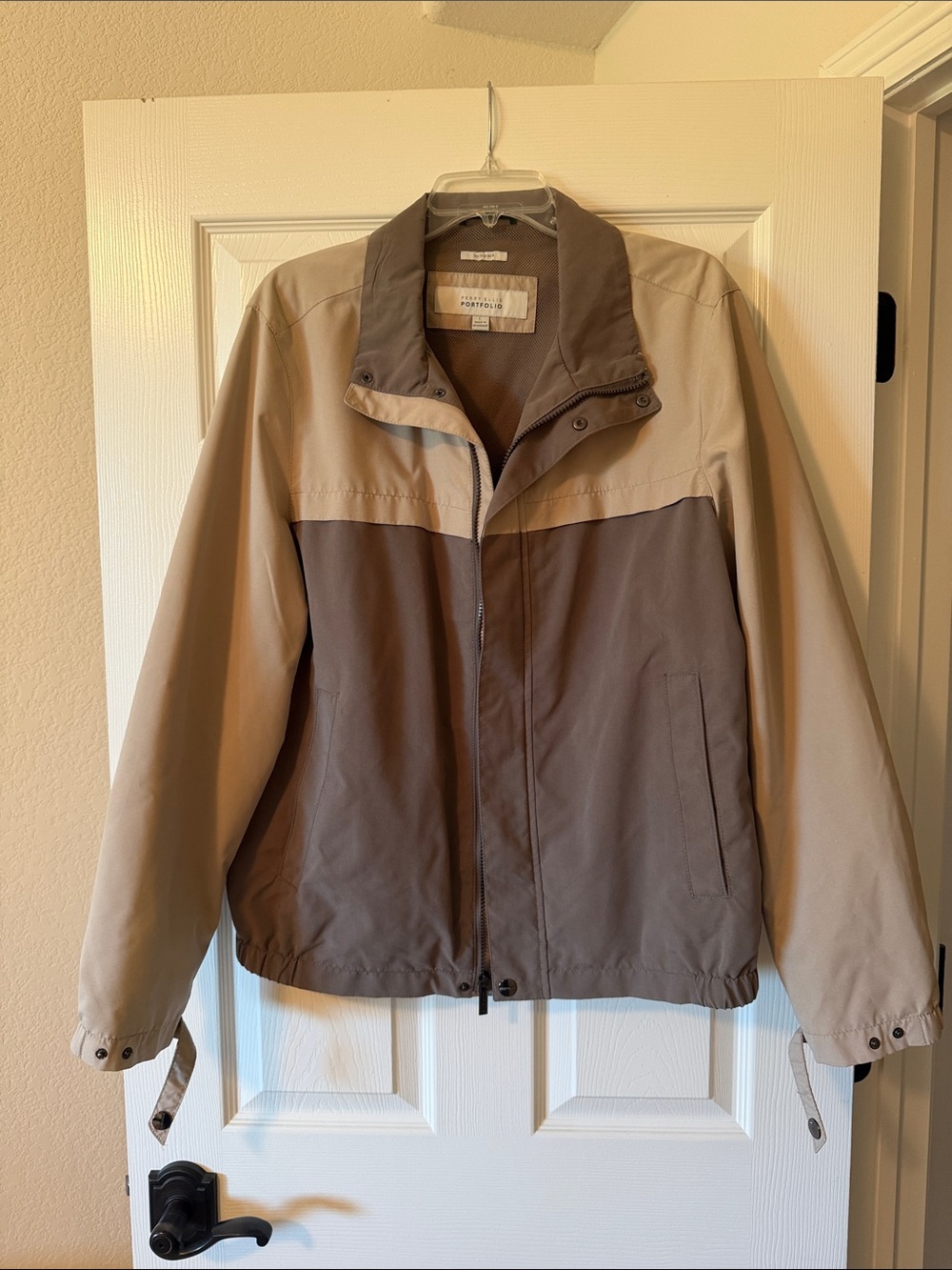 Perry Ellis Two-Tone Tan & Taupe Light Weight Jacket